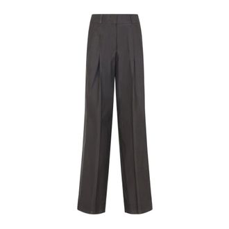 PESERICO Cotton And Silk Trousers - female - Peserico - Wide Trousers - Brown - XS - Trousers