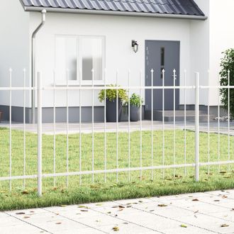 Berkfield Home Garden Fence with Spear Top White 5.1x0.8 m Steel