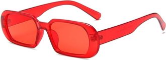 Generic Vintage Small Frame Womens Street Photography Sunglasses Mens Commuter Sports Vacation(Red)