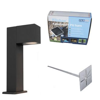 QAZQA Qazqa Industrial L&aacute;mpara Exterior Industrial De Pie Antracita 30 Cm Ip44 - Baleno Aluminio /vidrio Alargada Adecuado Para Led Max. 1 X 11 Watt
