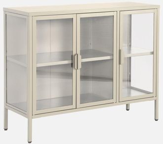 Sweeek Aparador Industrial De Metal Y Vidrio Templado 3 Puertas, 100cm