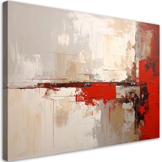 Feeby Cuadro En Lienzo, Abstracci&oacute;n En Tonos Beige Y Rojo, 120x80