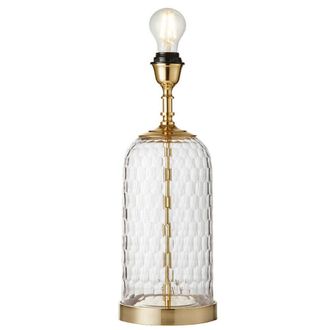 Loops Geometric Glass Table Lamp Brass Trim BASE ONLY Modern Bedside Feature Light in Clear
