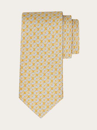 Ferragamo Men Gancini square print silk tie Yellow