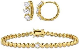 Delmar Lab Created White Sapphire Heart Bracelet & Huggie Hoop Earrings Set at Nordstrom Rack