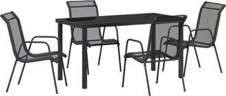 vidaXL vidaXL Garden Dining Set 5 pcs Black Textilene and steel