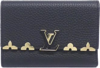 Louis Vuitton Black Leather Wallet (Tri-Fold) (Pre-Owned)
