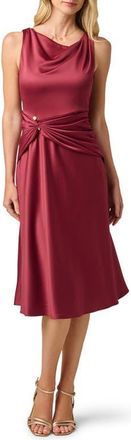 Adrianna Papell Cowl Neck Satin Crepe Dress in Crimson Haze at Nordstrom, Size 14