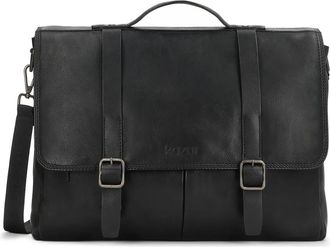 Kazar Tassen, Heren, Zwart, ONE Size, Leer, Zwarte zakelijke leren aktetas met laptopvak