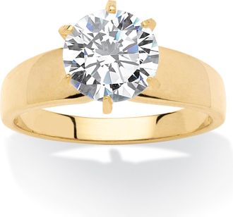 Palm Beach Jewelry 3 TCW Cubic Zirconia Solitaire Ring in 14k Gold-Plated
