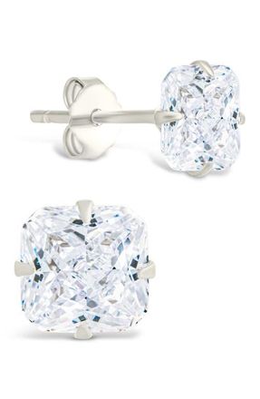 Sterling Forever Radiant Cut Cubic Zirconia Stud Earrings in Silver at Nordstrom