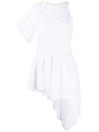 Alexander McQueen draped asymmetric top - women - Cotton - 40 - White