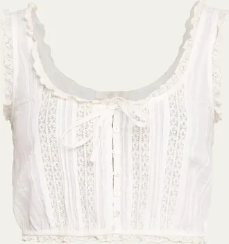 LoveShackFancy Blyss Cotton Sleeveless Top