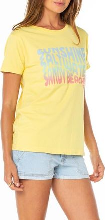 Roxy Sandy Beaches Graphic T-Shirt in Lemon Drop at Nordstrom, Size Xx-Large