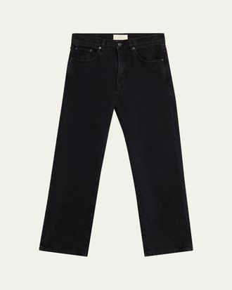 Jeanerica Mens Black Denim Straight-Leg Five-Pocket Pants