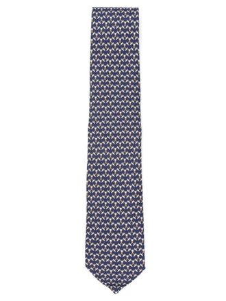 Ferragamo Blue Geometric Silk Tie