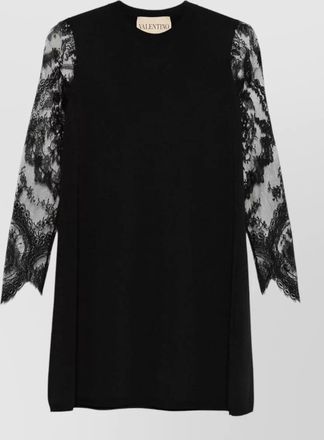 Valentino Garavani lace-embroidered long-sleeve mini dress