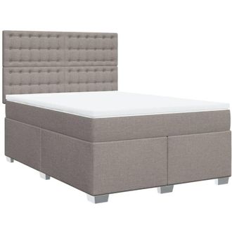 vidaXL Vidaxl - Cama Box Spring Con Colch&oacute;n Tela Gris Taupe 160x200 Cm