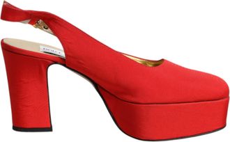 Dolce & Gabbana Red Platform Slingback Heels Sandals Womens Shoes (Pre-Owned)