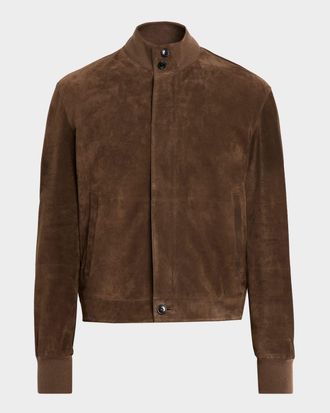 Ermenegildo Zegna Men & apos;s Suede Hidden-Zip Bomber Jacket