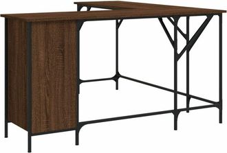 vidaXL Escritorio madera de ingeniería roble marrón 141x141x75 cm Vidaxl