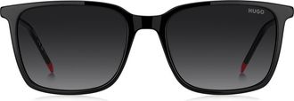 BOSS HG 1423/G/S 56mm Gradient Rectangular Sunglasses in Black/dark Grey Sf at Nordstrom