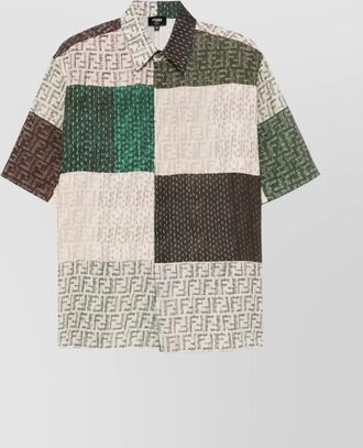 Fendi linen shirt patchwork collar pocket sleeves
