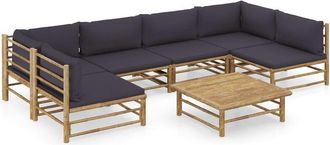 vidaXL Set De Muebles De Jard&iacute;n 7 Piezas Bamb&uacute; Con Cojines Gris Oscuro Vidaxl