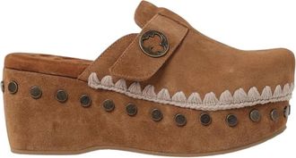 Mou Enkellaarzen met Shearling Sleehak - Dames - Sleehakken - Bruin - 37 EU - Schoenen