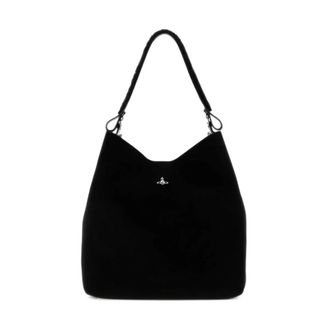 Vivienne Westwood Lottie Schoudertas Groot - Dames - Tassen - Zwart - Maat: ONE Size Leer