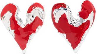 VANN heart-motif stud earrings - women - Brass - One Size - Silver