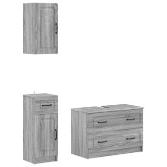 vidaXL Juego De Armarios De Ba&ntilde;o De 3 Piezas Utrecht Sonoma Gris Vidaxl