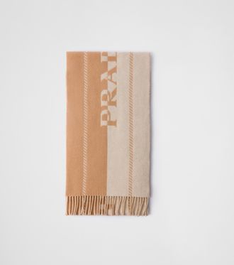 Prada Small wool scarf with jacquard logo