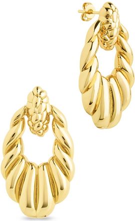 Sterling Forever Enid Textured Door Knocker Stud Earrings