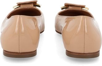 Ferragamo Gancini-Embellished Calf Leather Ballet Flat - Beige