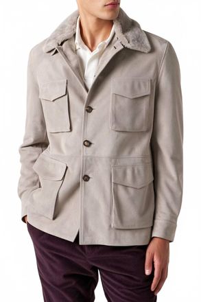 Moorer Collar Button Front Field Jacket In Visone