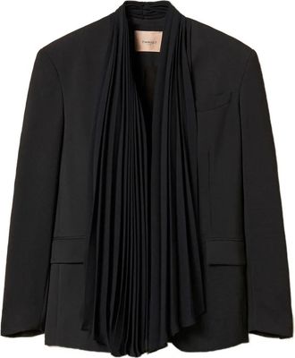 Twin-Set sash-collar crepe blazer - women - Elastane/Polyester/Polyester - 38 - Black