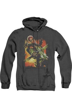 Gildan Justice League of America Green Arrow 1 Adult Heather Hoodie / Hooded Sweatshirt