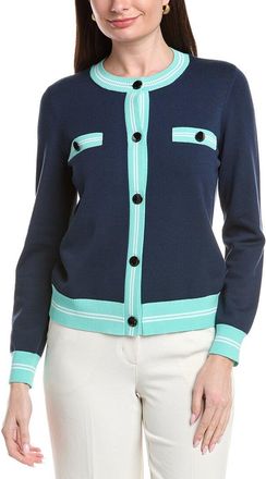 St. John Low Crewneck Cardigan