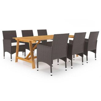 vidaXL Cena De 7 Pc Set Para Brown Garden