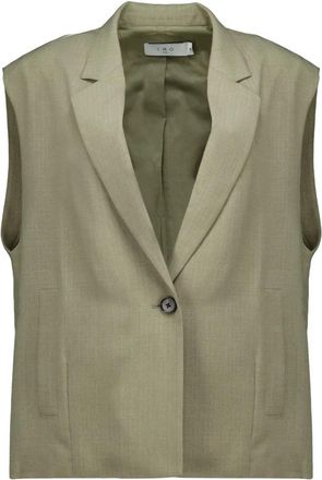 Iro Soledad Tailored Vest - Dames - Gillet - Groen - L - Katoen - Kostuums