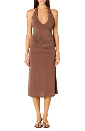 Nia Marina Halter Midi Dress in Java at Nordstrom, Size X-Large