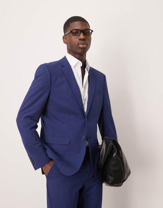 Selected slim fit blazer in dark blue-Navy