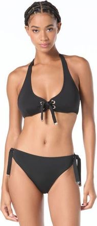 Michael Kors Grommet Solids Halter Bra Top in Black at Nordstrom, Size X-Large