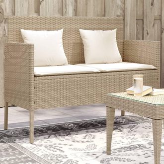 vidaXL Banco De Jard&iacute;n Con Cojines Rat&aacute;n Sint&eacute;tico Beige Vidaxl