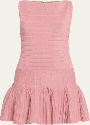 Retrof&ecirc;te Audrina Metallic Knit Godet-Skirt Sleeveless Mini Dress