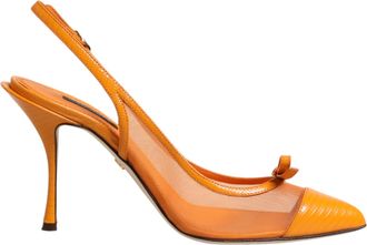 Dolce & Gabbana Oranje Leren Net Hakken Slingback Schoenen