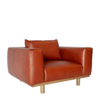 PIB Sill&oacute;n de cuero color cognac y roble