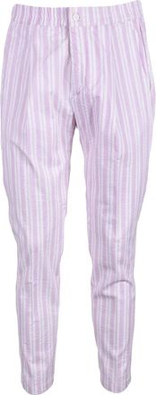 Giampaolo Vertical Striped Trousers in Vibrant Pink and White
