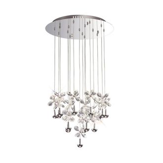 Netlighting Aviva Ceiling Cluster Pendant Round 16 Light 4000K LED Chrome Crystal in Grey